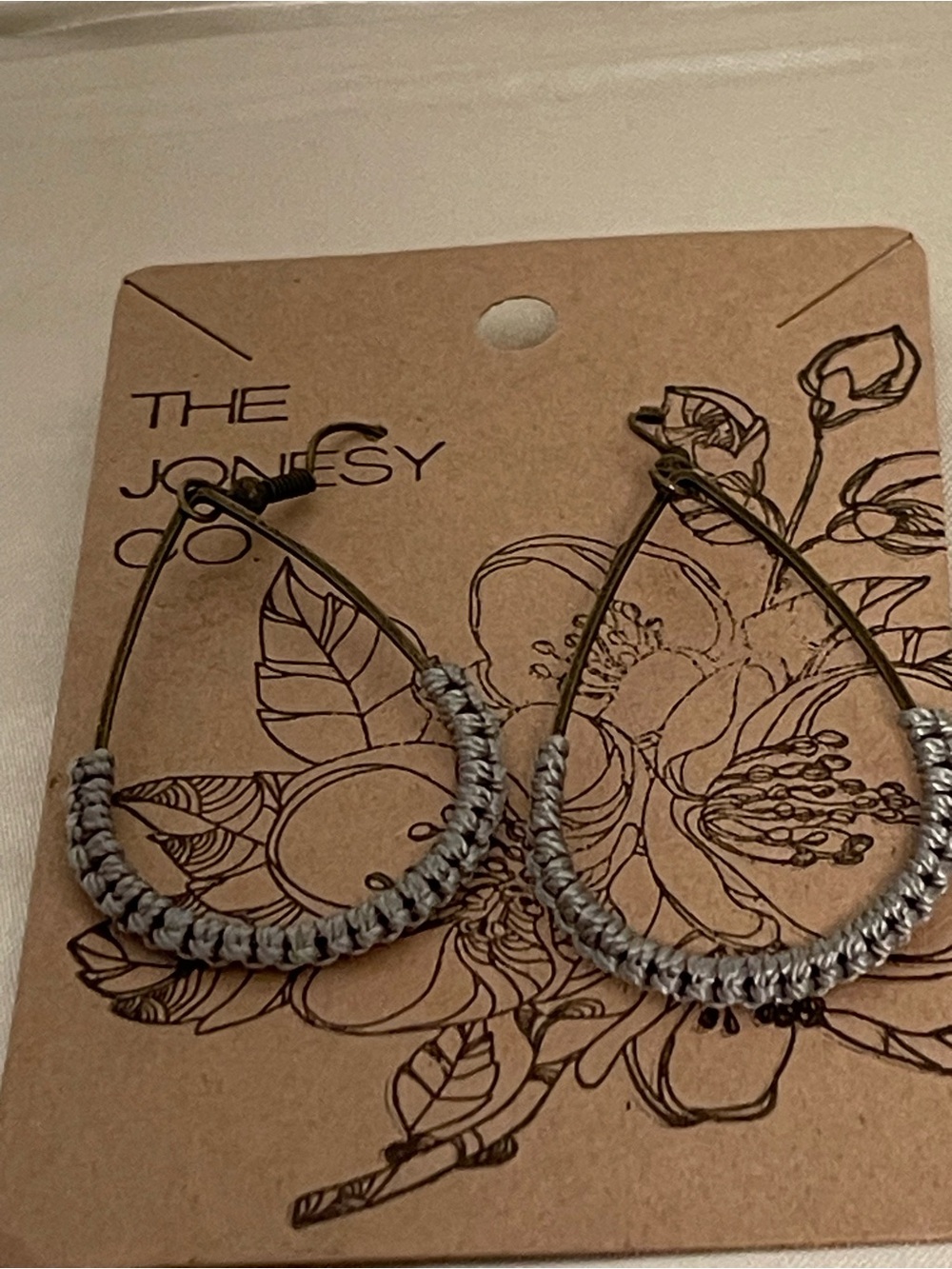 The Jonsey Co Teardrop Dangle Earrings Featuring a Light Blue Cord Accent New